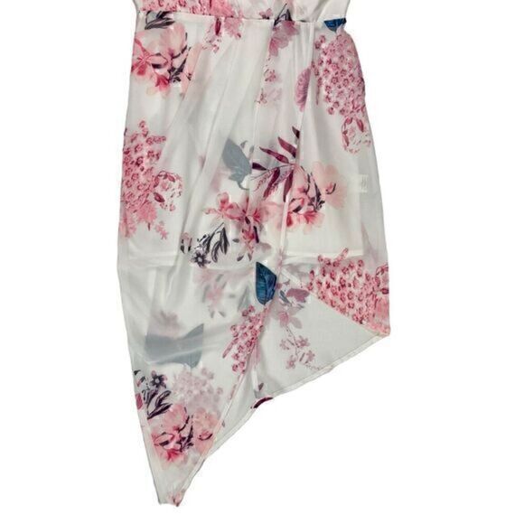 Yoins Dress Womens Size Small White Pink Floral Front Slit Speghetti Straps NWT - Picture 4 of 14
